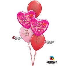 704 Double Stuffed Gold Script Valentine Bouquet #54838-2 46062-3